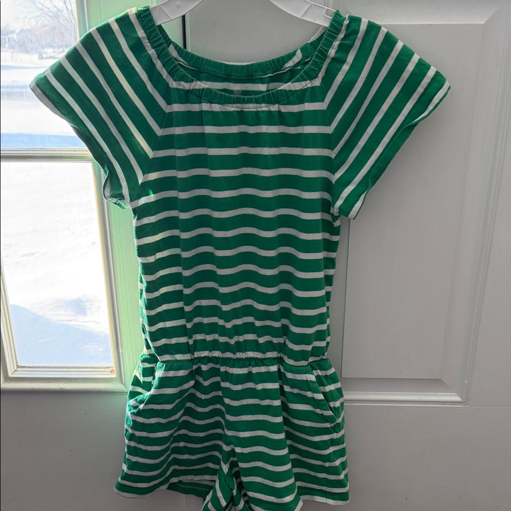 GAP Kids Green and White Striped Top